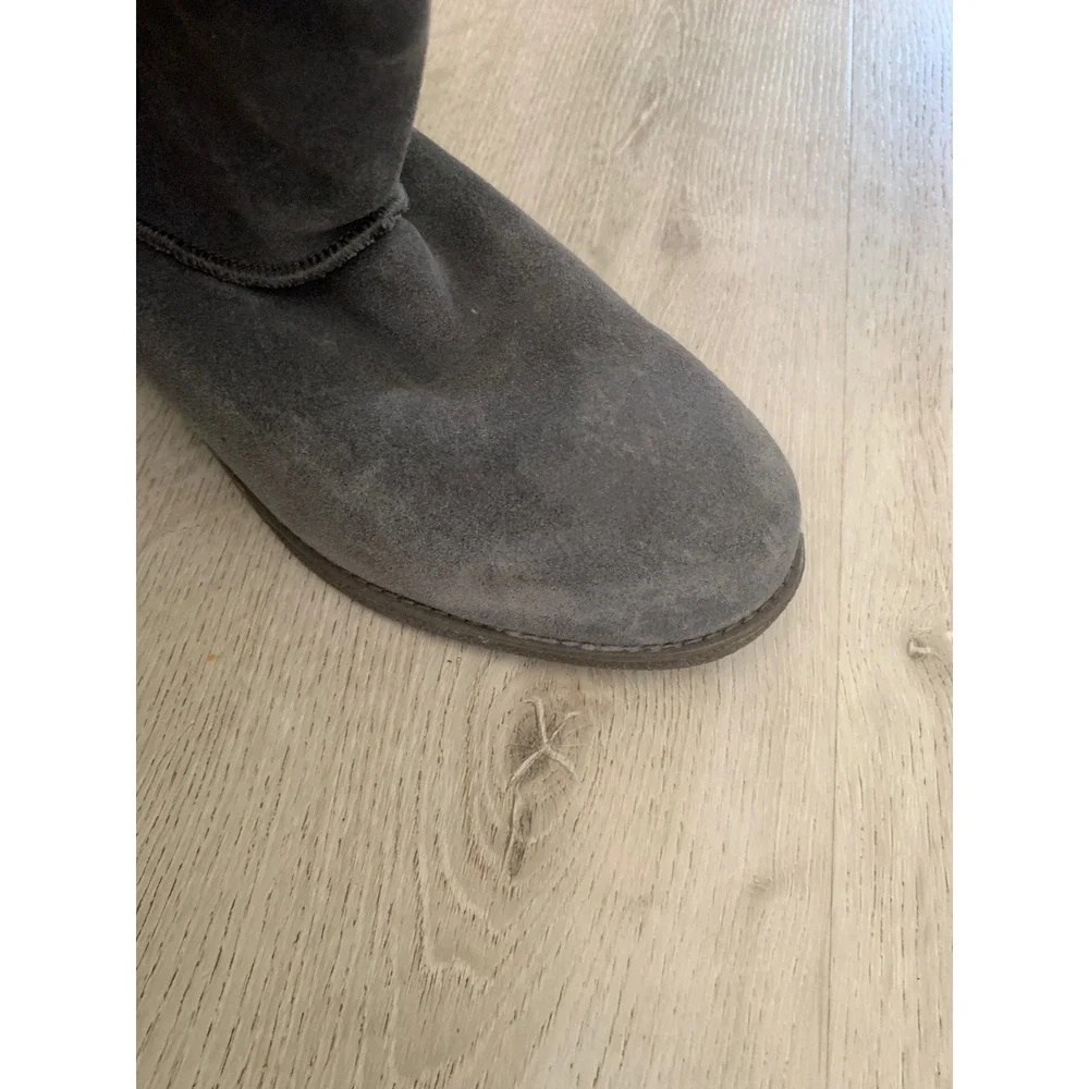 Abeo Blaine‎ PBW1007 Grey Suede Sheepskin Lined Ankle Boots Women 8 Boho Braided